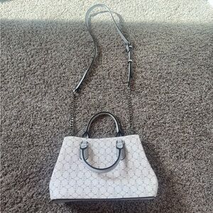 Nanette Lepore White Patterned Satchel with Black Trim & Adjustable Strap- NWOT